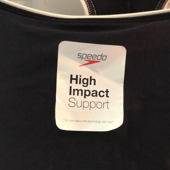 NWT Speedo Black Swim Tank Sz 12 - Picture 2 of 11